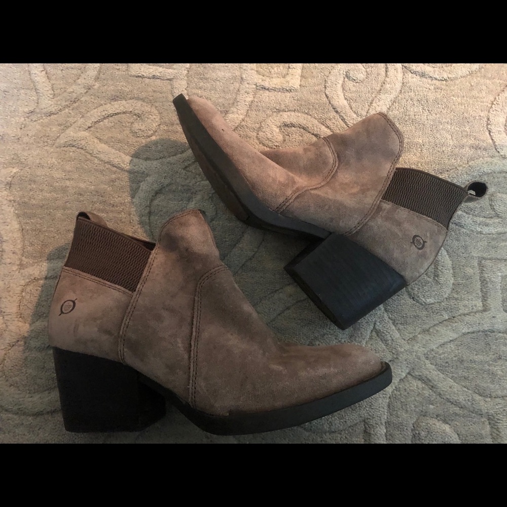 Born Gray Suede Pull-On Booties